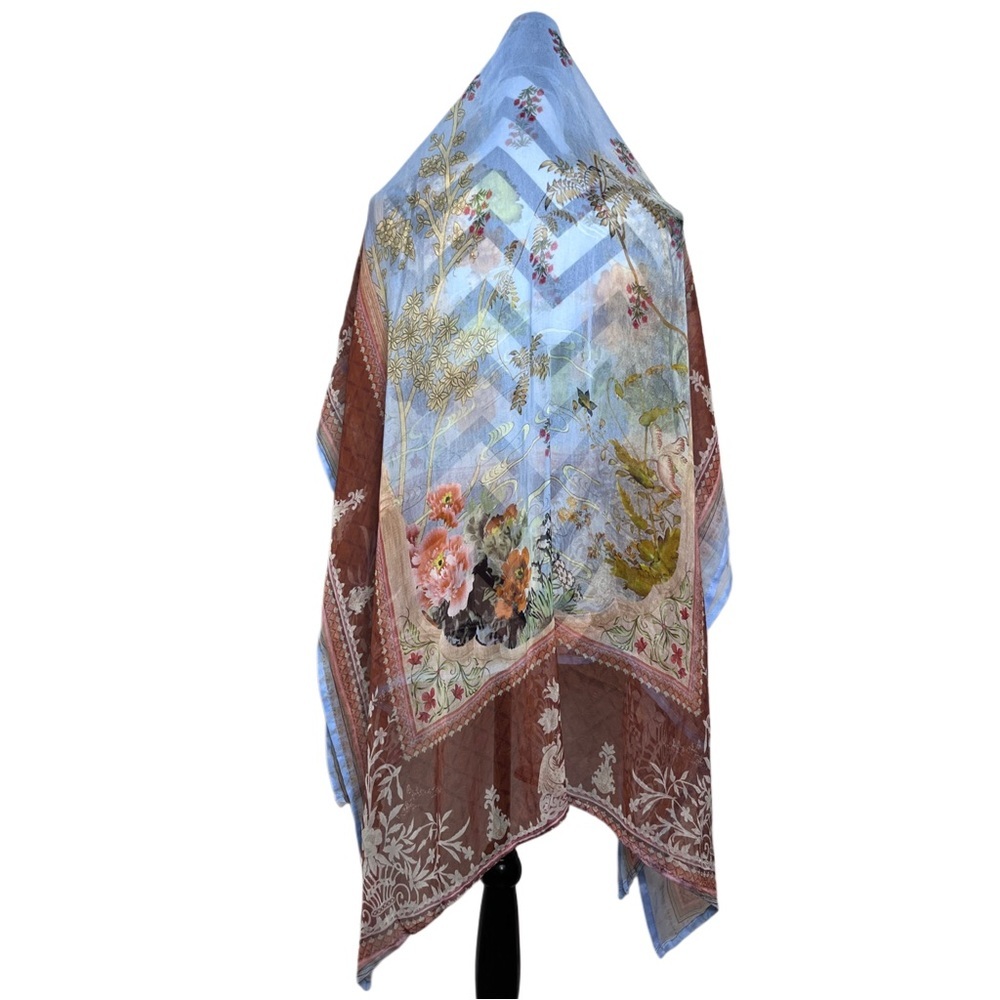 YELLOW Clothing Floral Earthy Sheer Chiffon Lightweight Scarf Shawl Wrap